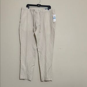 Cubavera Men's Cream casual Pants linen XL pull on elastic waist vacation beach